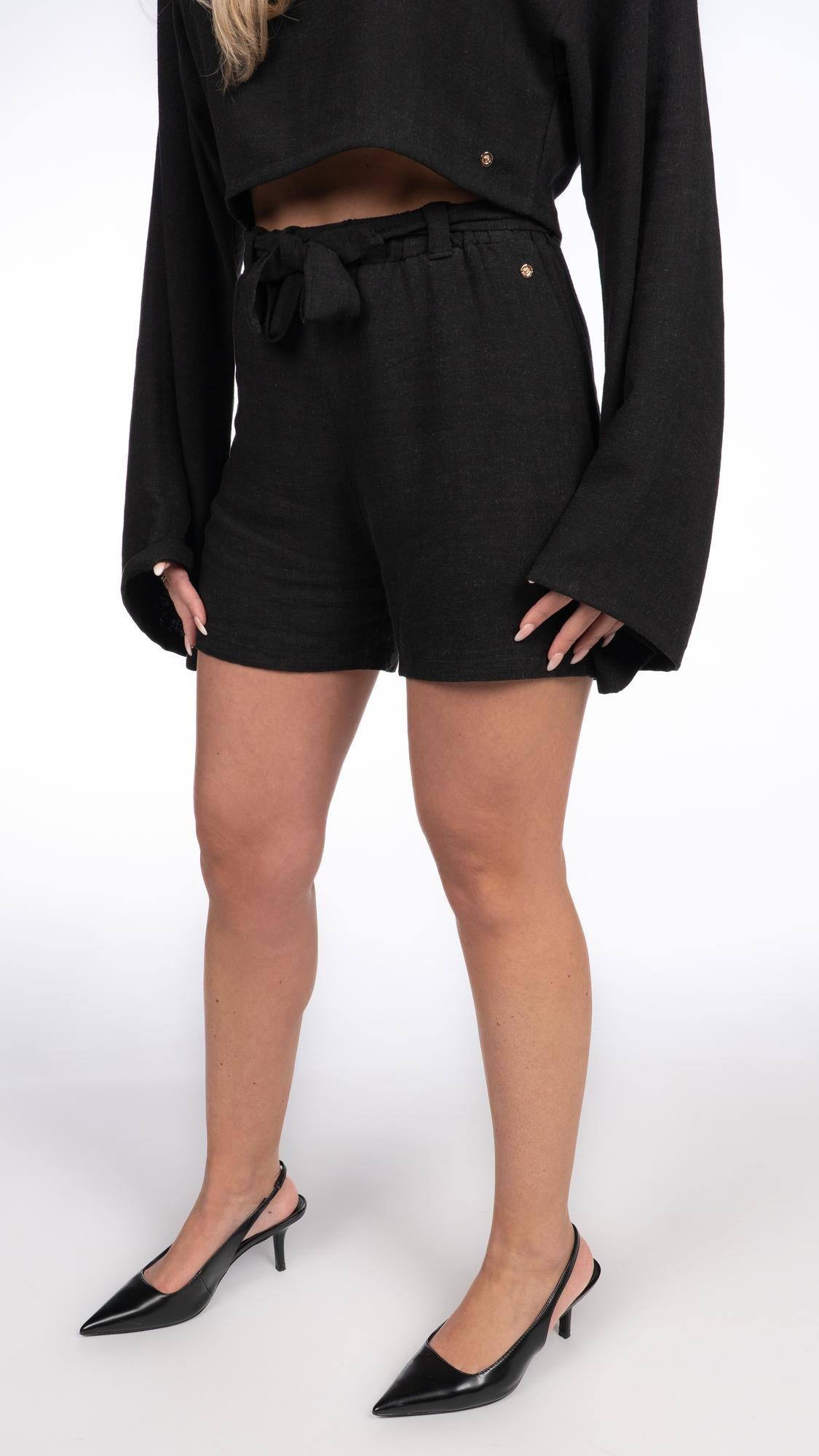 LINEN SHORT BLACK