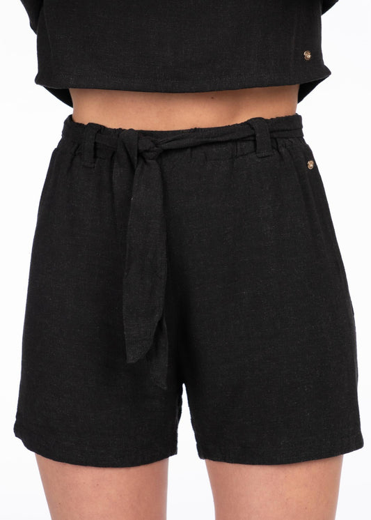 LINEN SHORT BLACK